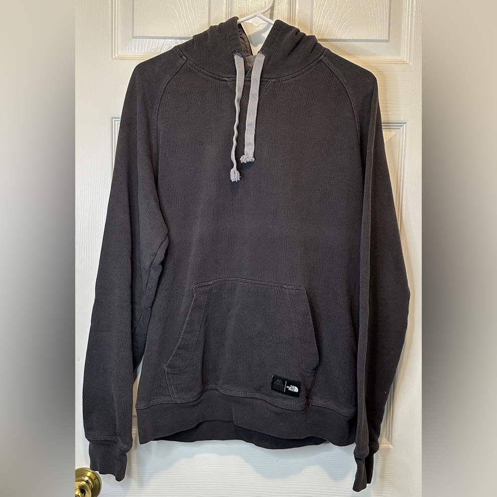 Mens The North Face Hoodie Sweatshirt Black Long Sleeve Cotton Blend Size Medium